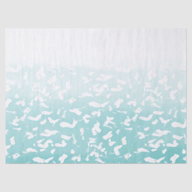 Hübsche Aqua White Ombre Animal Print Seidenpapier (Vorderseite)