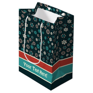 Hübsche Aquamarine Aqua Red White Scandinavian Sno Mittlere Geschenktüte
