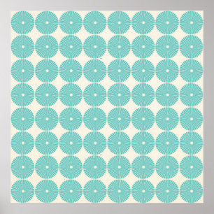 Hübsche Aquamarine Aqua Türkise Blue Circles Discs Poster