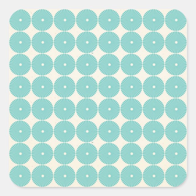 Hübsche Aquamarine Aqua Türkise Blue Circles Discs Quadratischer Aufkleber (Vorderseite)