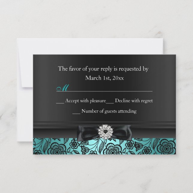 Hübsche Aquamarine Blumen- und Bow-UAWG RSVP Karte (Vorderseite)