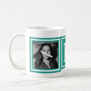 Hübsche aquamarine Fotos des Grün-2 mit großem Kaffeetasse