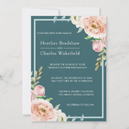 Hübsche Aquamarine Hochzeit der Wasserfarben Einladung
