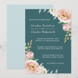 Hübsche Aquamarine Hochzeit der Wasserfarben Einladung