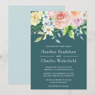 Hübsche Aquamarine Hochzeit der Wasserfarben Einladung