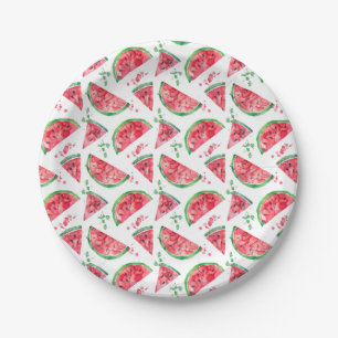 Hübsche Aquarell-Wassermelone Pappteller