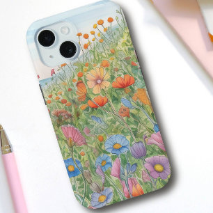 Hübsche Aquarellbahn Wiese Pastel Wildblumen Case-Mate iPhone Hülle