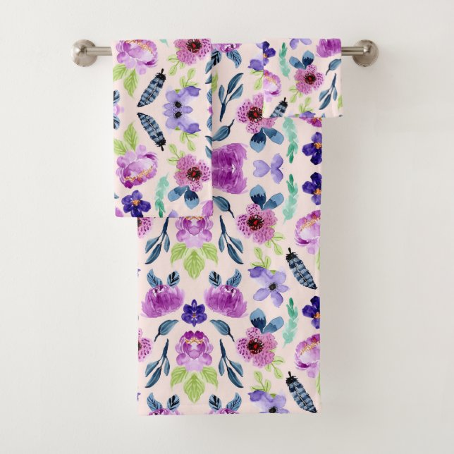 Hübsche Aquarellblume Badhandtuch Set (Insitu)