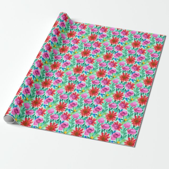 Hübsche Aquarellblume Geschenkpapier (Ungerollt)