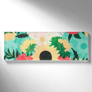 Hübsche Aquarellblume Sonnenblumen und Mohn Blume Namenschild