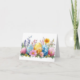Hübsche Aquarelleier Ostereier Urlaubskarte Karte
