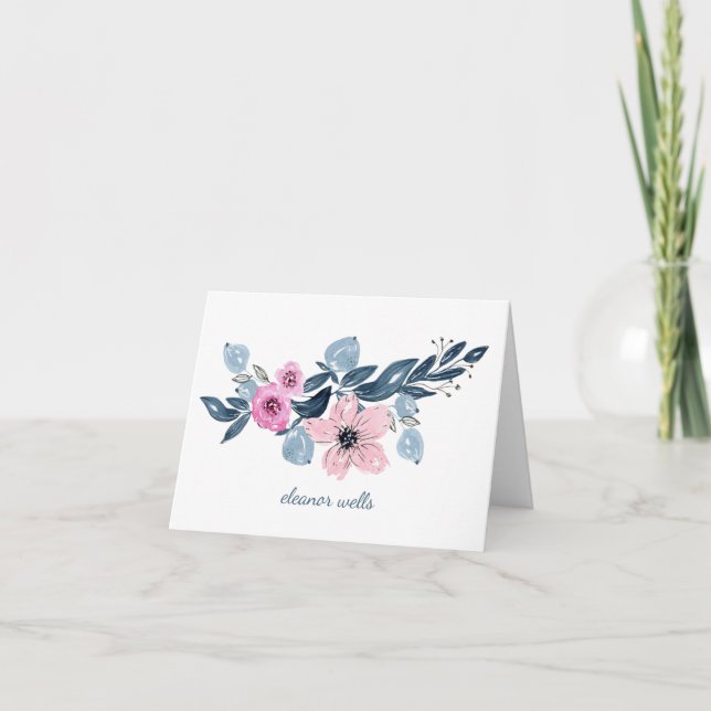 Hübsche Aquarellfarbe Blau Rosa Personalisiert (Vorderseite)