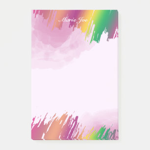 Hübsche Aquarellfarbe Pinselstriche Schlaganfall S Post-it Klebezettel