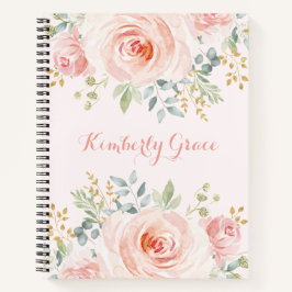 Hübsche Aquarellfarbe Rosa Rose Notizbuch