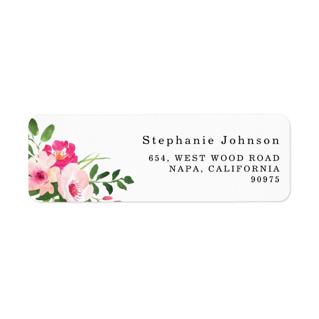 Hübsche Aquarellfarbe Rosa Rücksendeadresse (Vorne)