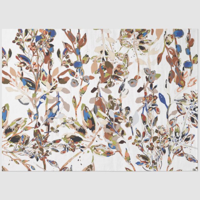 Hübsche Aquarellfarben Blätter Berries Floral Seidenpapier (Vorderseite)