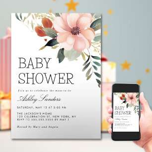 Hübsche Aquarellfarben Blume Garden Kinderdusche Einladung
