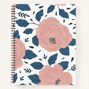 Hübsche Aquarellfarben Blume Rosa und weiße Marine Notizbuch