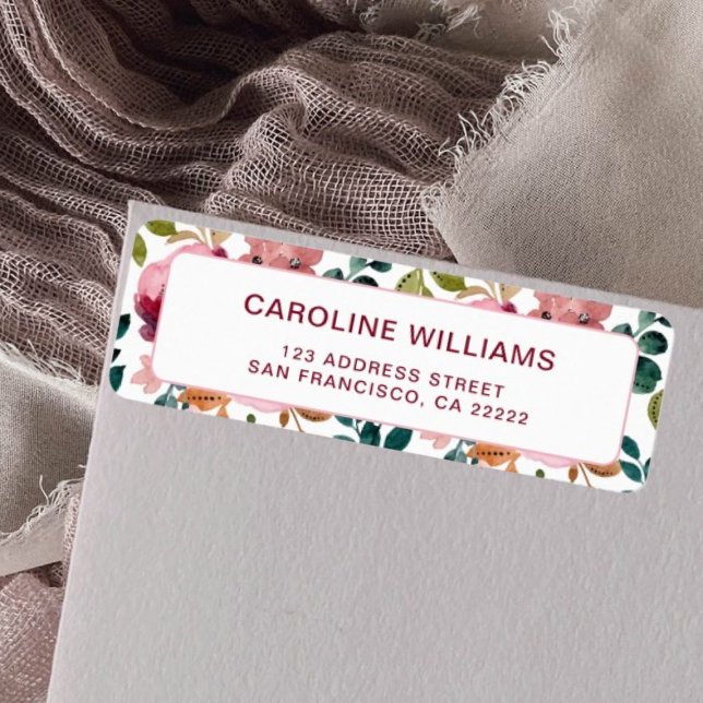 Hübsche Aquarellfarben Blume Rücksendeadresse (Von Creator hochgeladen)