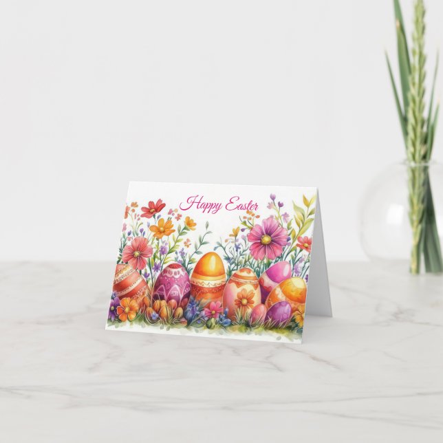 Hübsche Aquarellfarben Ostern Eizellkarte Karte (Vorderseite)