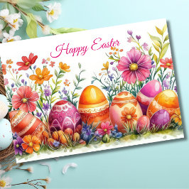 Hübsche Aquarellfarben Ostern Eizellkarte Karte