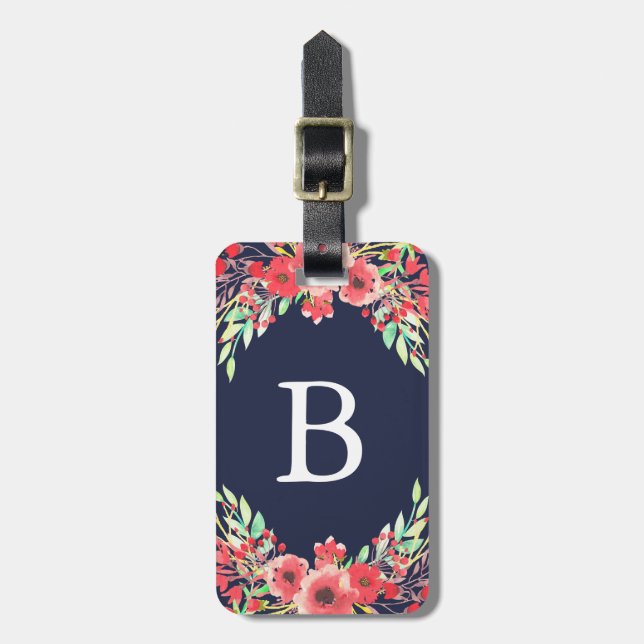 Hübsche Aquarellfarben, rosa Blume und Folien Gepäckanhänger (Vorderseite vertikal)