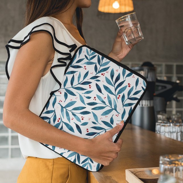 Hübsche Aquarellfarben - Türkis und Rot Laptopschutzhülle (Von Creator hochgeladen)