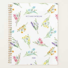 Hübsche Aquarellfarben-Wildblumen Personalisiert Planer