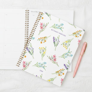 Hübsche Aquarellfarben-Wildblumen Personalisiert Planer