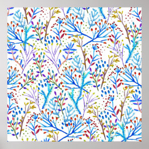 Hübsche Aquarellfarben-Winterfoliengestaltung Poster