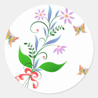 Hübsche Aufkleber für Blume und Schmetterlinge
