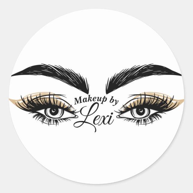 Hübsche Augen Schönheitssalon Makeup Eyelashes Las Runder Aufkleber (Vorderseite)