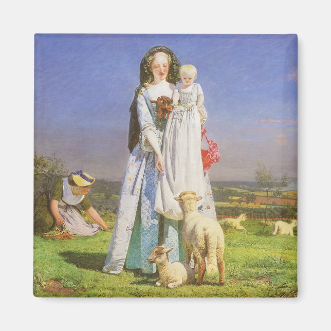 Hübsche Baa Lambs von Ford Madox Brown Magnet (Vorne)