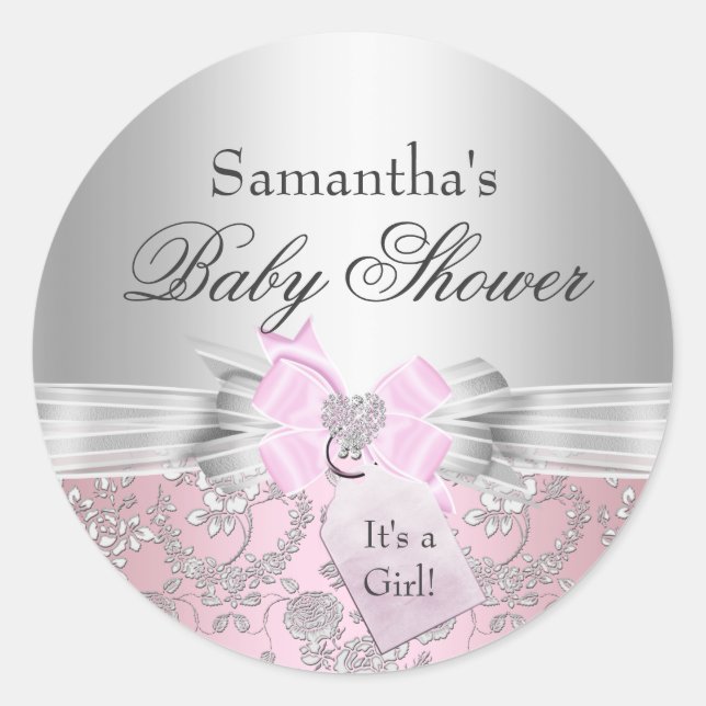 Hübsche Babyaufkleber für Bow und Floral Runder Aufkleber (Vorderseite)