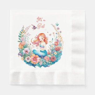 Hübsche Babydusche von Meerjungfrau Es ist ein Mäd Serviette