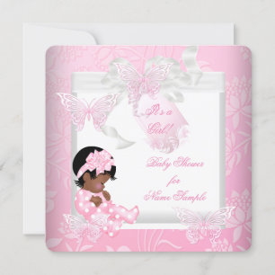 Hübsche Babyparty Süße Mädchen Rosa Schmetterling Einladung