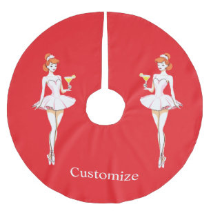Hübsche Ballerina posiert mit Martini Thunder_Cove Polyester Weihnachtsbaumdecke