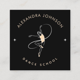 Hübsche Ballerina Tance School Studio Schwarz/Weiß Quadratische Visitenkarte