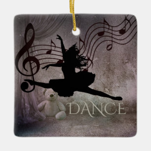 Hübsche Ballerina und Musiknoten Ballett Keramikornament