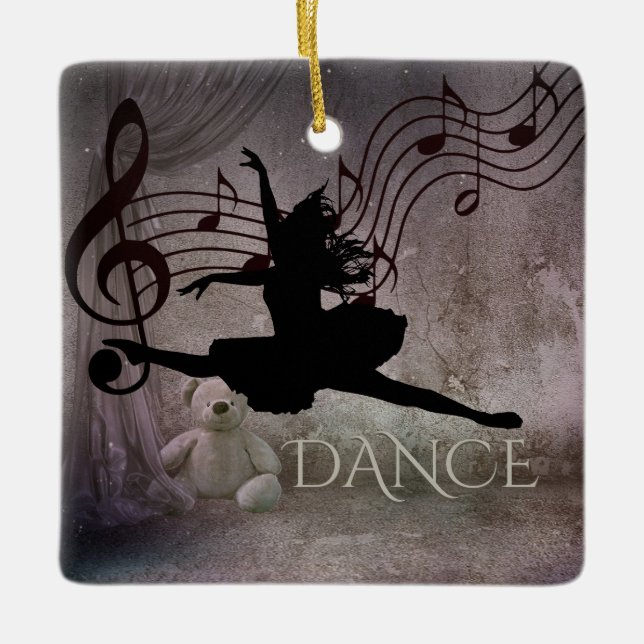 Hübsche Ballerina und Musiknoten Ballett Keramikornament (Vorderseite)
