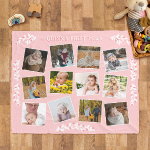 Hübsche Beerenzweige Rosa Baby-Fotos vom ersten Le Fleecedecke