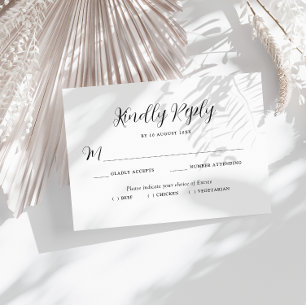 hübsche Beschriftung Essen Wahl Hochzeit RSVP Kart Karte