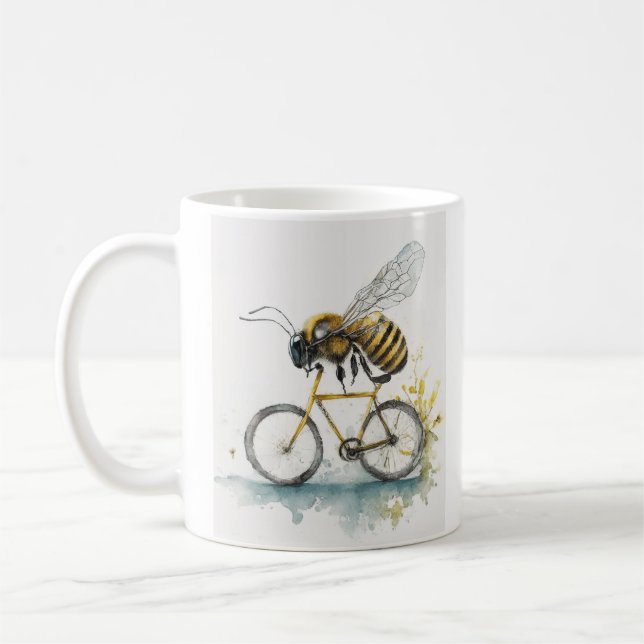 Hübsche Biene, die mit dem Fahrrad zeichne, Biene Kaffeetasse (Links)
