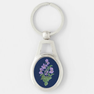 Hübsche, blassfarbene Mauve-Violetten auf dunkelbl Schlüsselanhänger