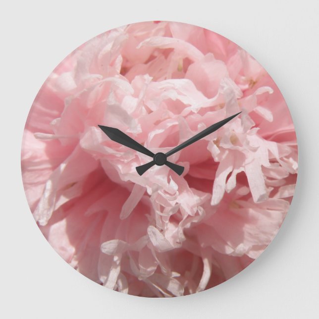 Hübsche, blassrosa Mohnmauer Große Wanduhr (Vorderseite)