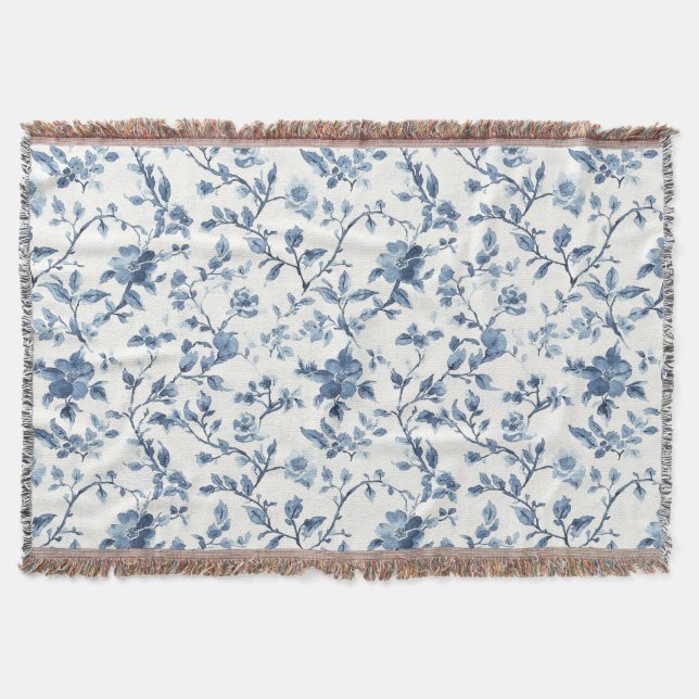 Hübsche Blau Weiße Blumen   Decke (Vorderseite)
