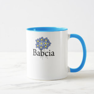 Hübsche blaue Blumen-Babcia-T-Shirt Tasse