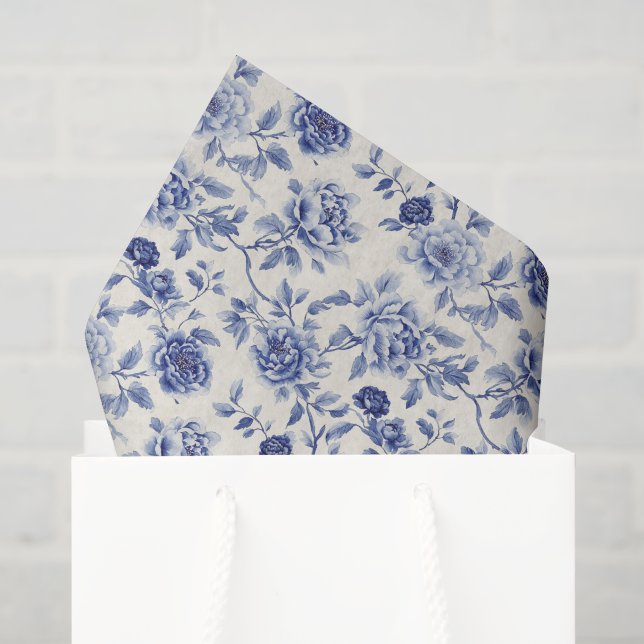 Hübsche Blaue Blumen Brautparty Seidenpapier (Geschenktüte)