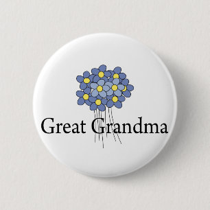 Hübsche blaue Blumen-großer Großmutter-T - Shirt Button