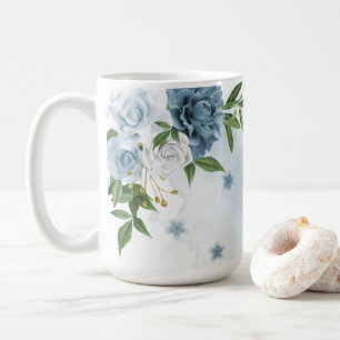 hübsche blaue Blumen Grün  Kaffeetasse